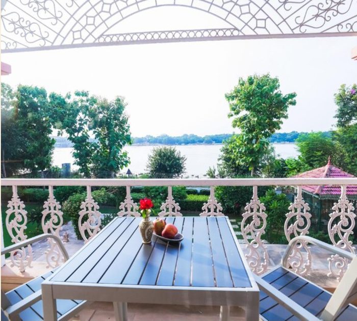 Balcony overlooking the river