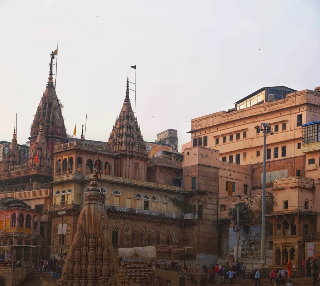 The ghats and temples of Varanasi above the Ganga